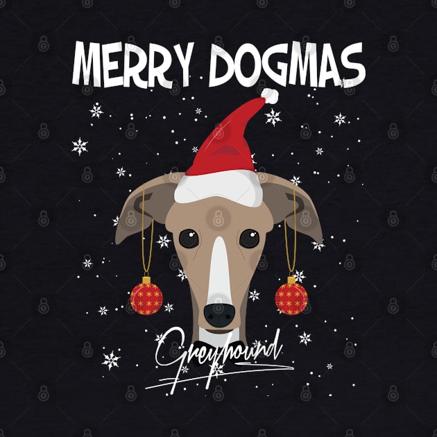 Merry Dogmas Greyhound Dog With Red Santa's Hat Funny Xmas Gift by salemstore